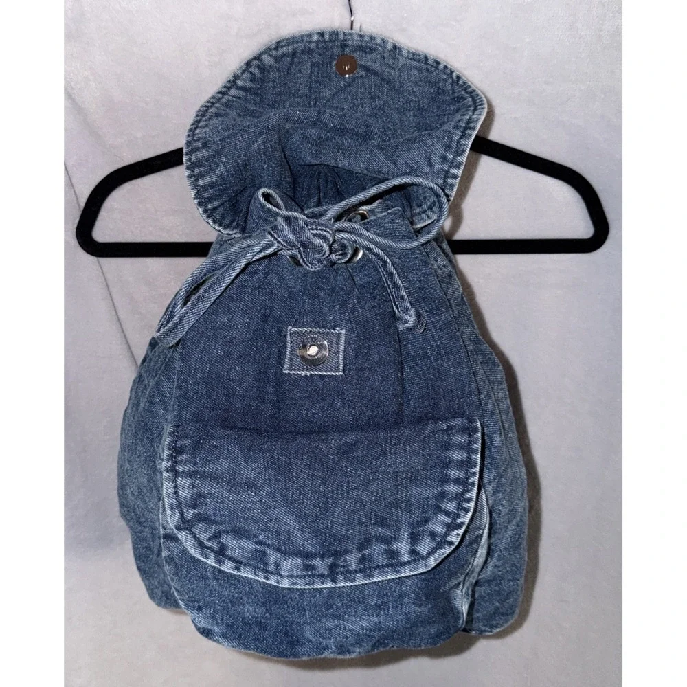 NWT Joe Boxer Denim Backpack Featuring An Embellished Flap W/‎ Beads Accents Y2K